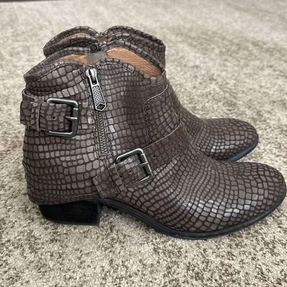 Donald Pliner Ankle Riding Charcoal Dalis Vintage Python Boots 10 - Picture 1 of 7